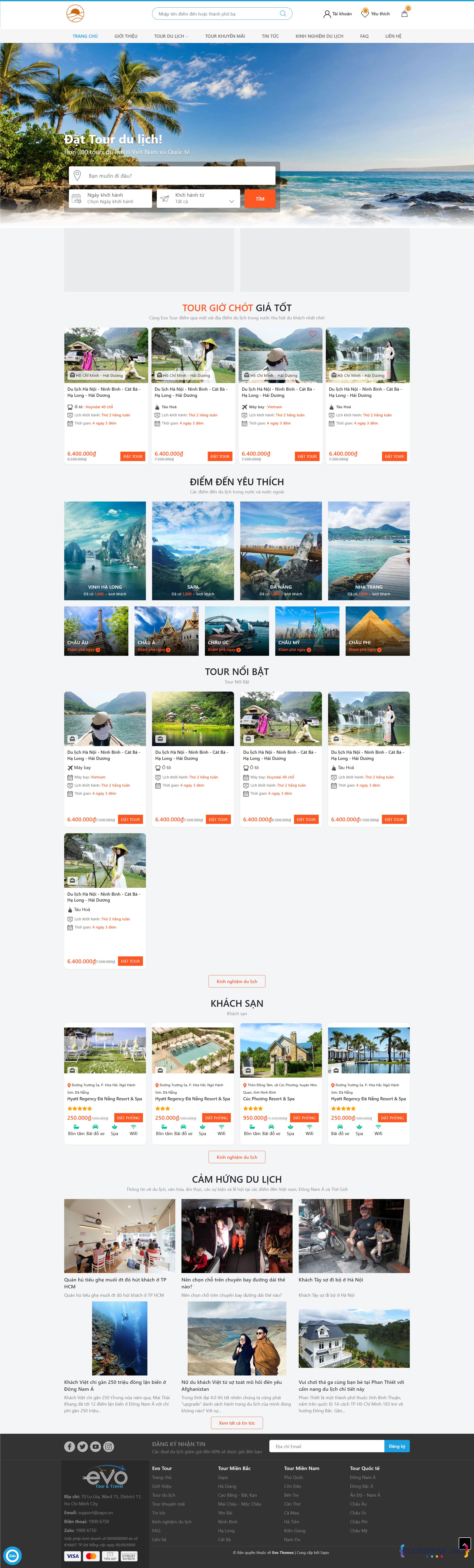 Mẫu Website Bán Tour Du Lịch Kèm Đặt Phòng Khách Sạn